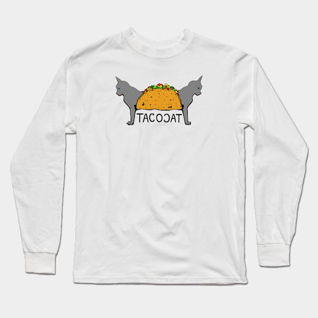 Tacocat Two-Headed Cat Taco - Lettering Long Sleeve T-Shirt by studiogooz